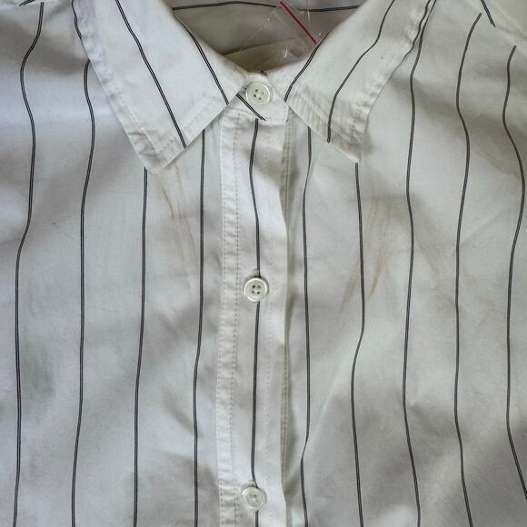 Madewell Bubble Hem Mini Pinstripe Poplin Shirtdress US Women's L New - Picture 7 of 8